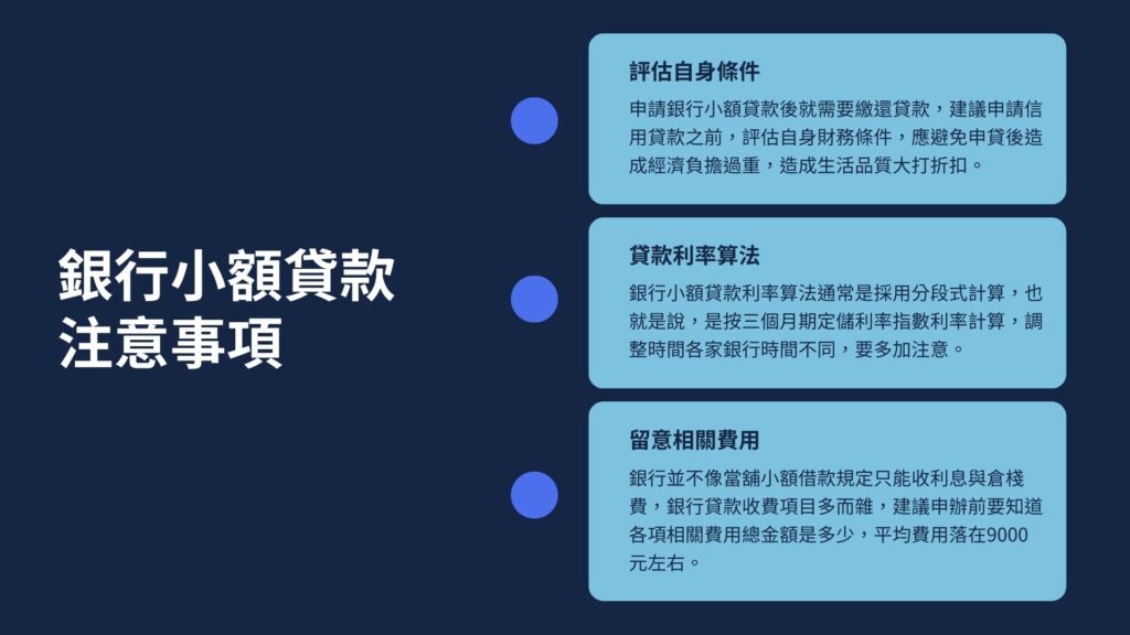 銀行小額貸款注意事項